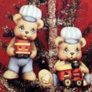 Bear With Trains Ornament (set of 2)