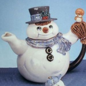 Snowman Teapot W/Bi