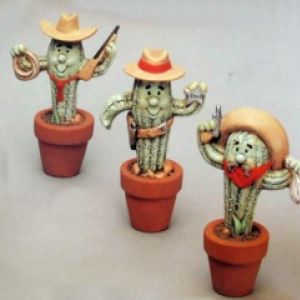 Indian Cactus in Pot (set of 3)