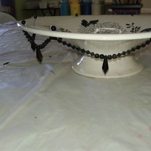 Large Bowl on Stand with Holes for Beads
